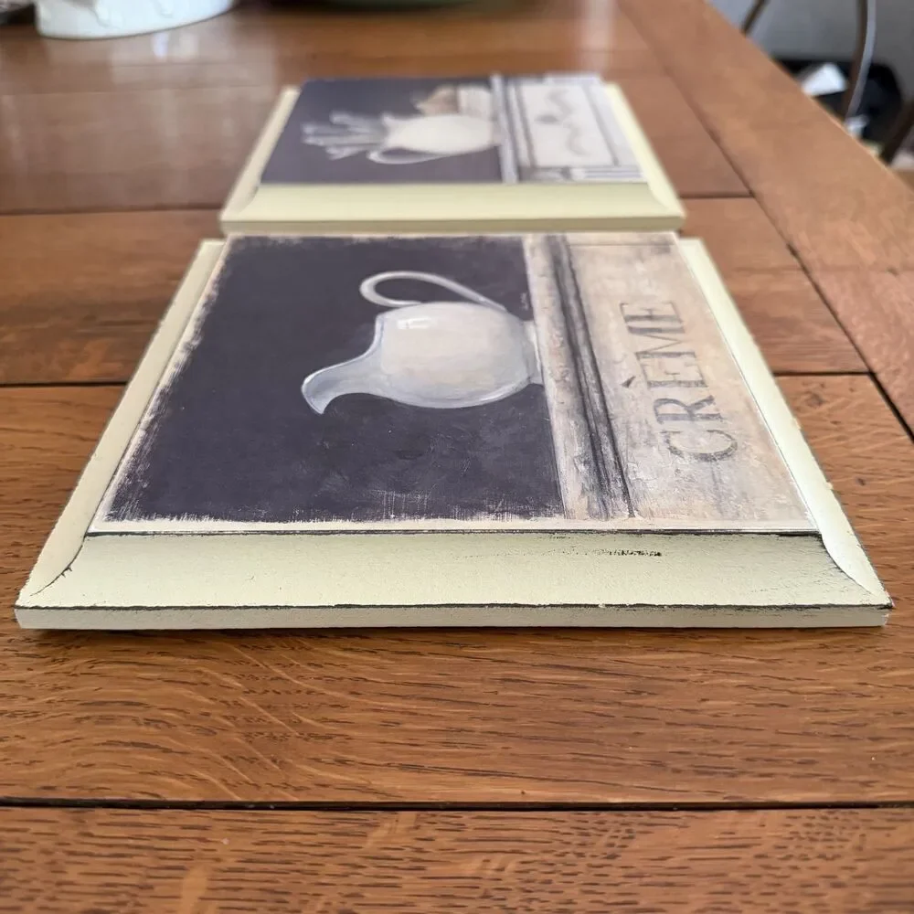 French Country Kitchen Wall Decor Wood Plaques Set of 2 Cottagecore 8x8